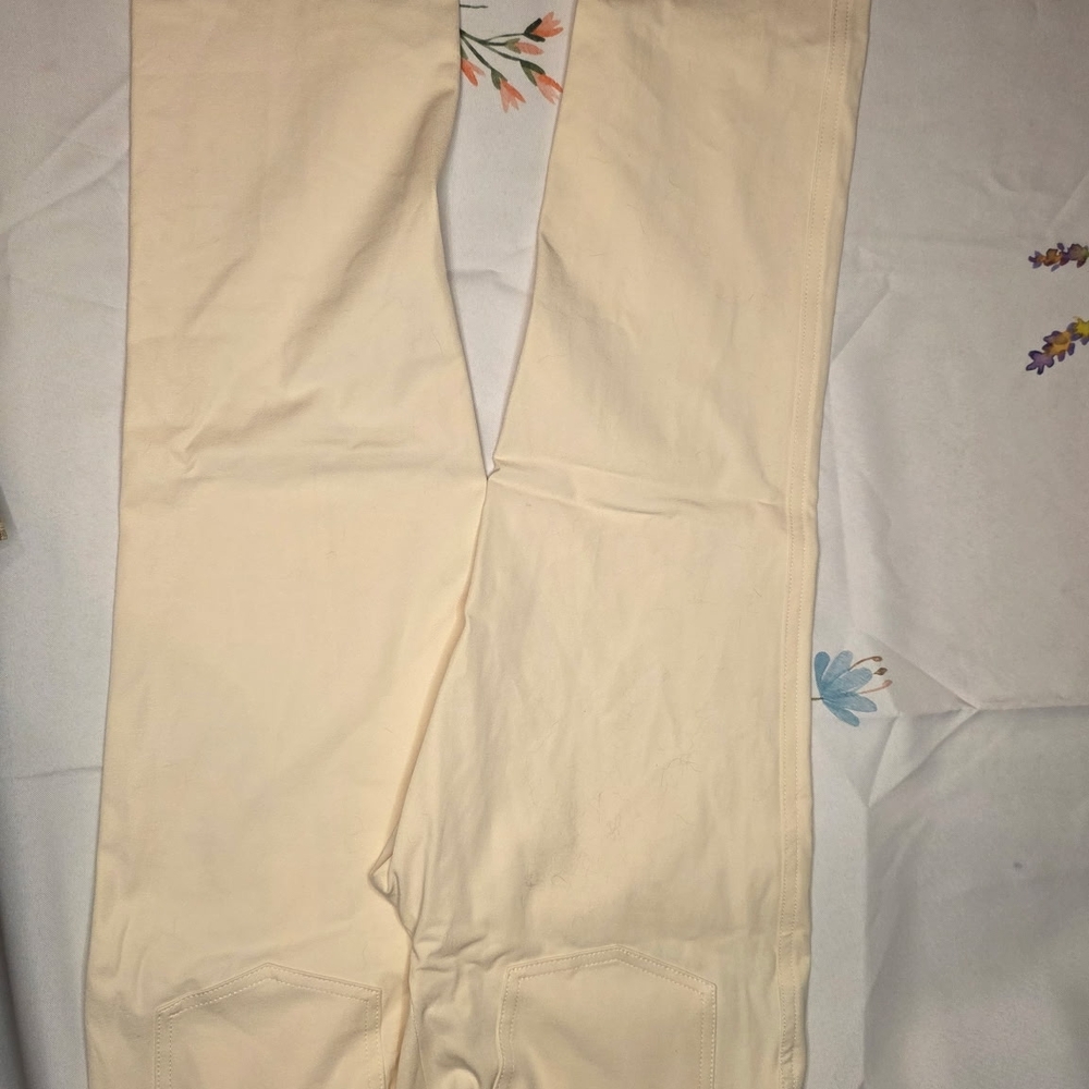 Massimo Dutti Women's Straight Leg Cream Pants
